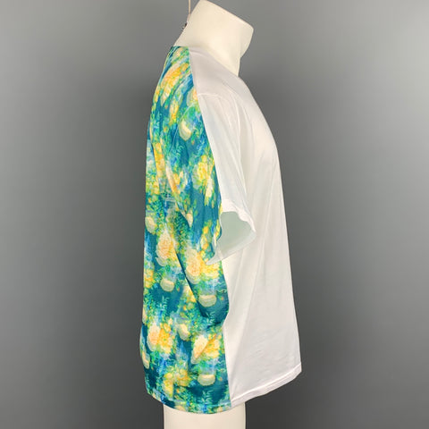 CRAIG GREEN Size L White & Green Abstract Polyester Short Sleeve T-shirt