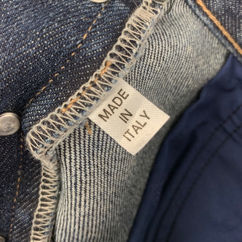 GUCCI by Tom Ford Fall 1999 Size 38 Blue Lavender Gunmetal Floral Embroidery Denim Jeans