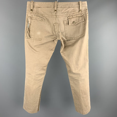 DSQUARED2 Size 32 Khaki Cotton Low Rise Zip Fly Pants