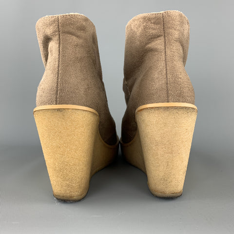STELLA McCARTNEY Botas con cuña de goma de piel sintética color topo talla 7