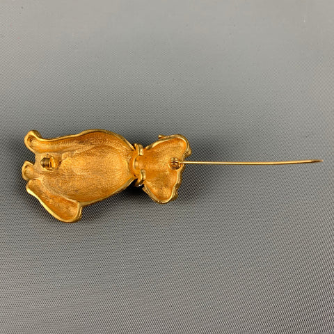 VINTAGE Gold Rhinestones Dog Brooch