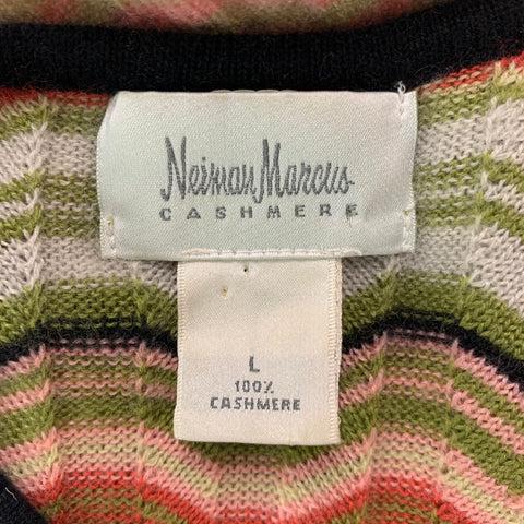 NIEMAN MARCUS Size L Multi-Color Cashmere Stripe Tank T-Shirt