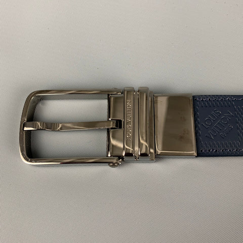 LOUIS VUITTON Size 40 Blue Damier Leather Belt