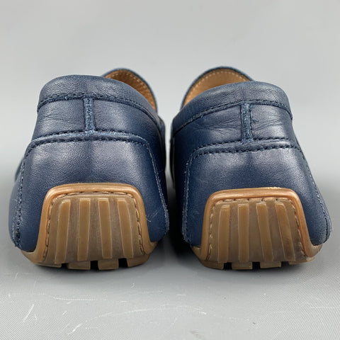 RALPH LAUREN Size 7.5 Navy Solid Leather Drivers Loafers