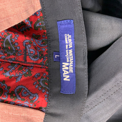 JUNYA WATANABE x Hervier Productions Size L Navy Red Paisley Wool Back Belt Pants