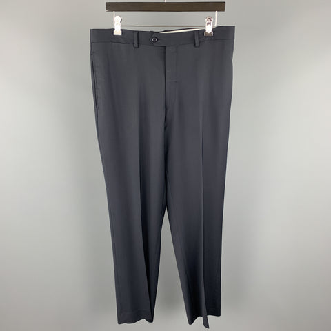SANTORELLI Size 36 Navy Solid Wool Dress Pants