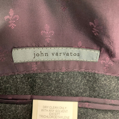 JOHN VARVATOS Size 42 Purple Charcoal Jacquard Wool Sport Coat
