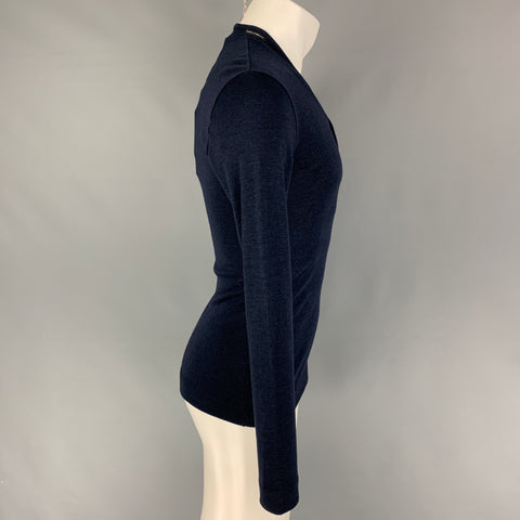DOLCE & GABBANA Size XS Navy Wool Blend Buttoned Pullover