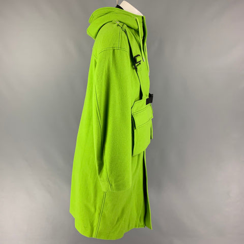 CHRISTIAN DADA Size 38 Green Solid Wool Hooded Melton Coat