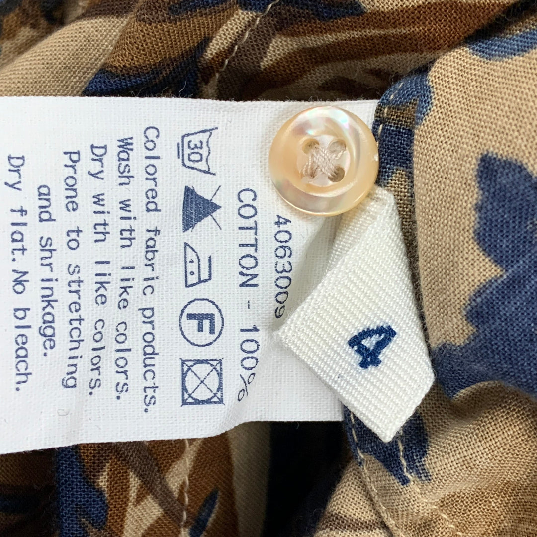 45rpm Size L Brown & Navy Print Cotton Pop-Over Short Sleeve Shirt
