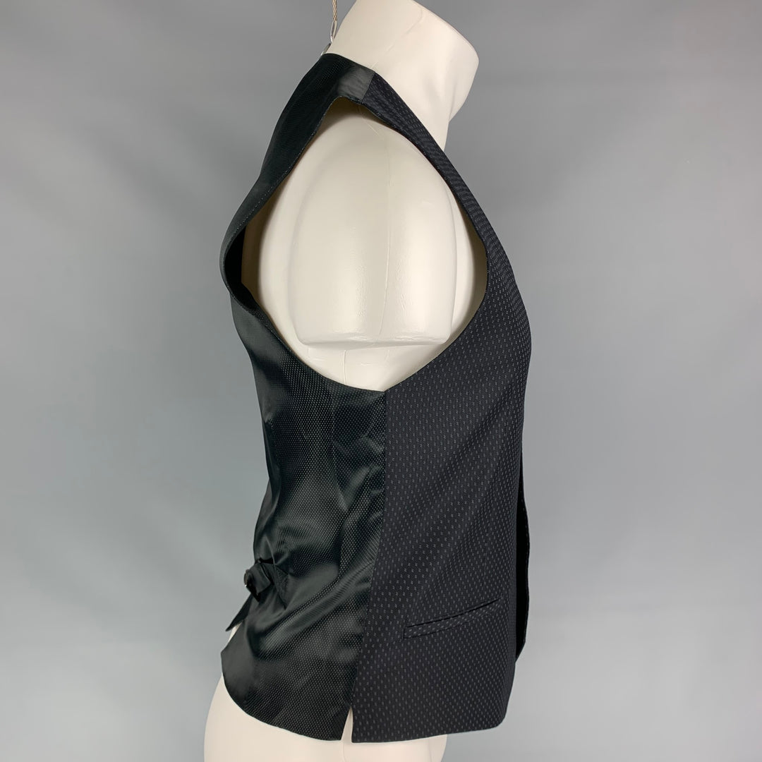 DOLCE & GABBANA Size 36 Black Nailhead Wool Classic Vest
