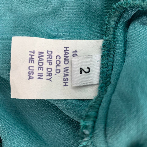 HAZEL BROWN Size 2 Blue Silk & Velvet 3/4 Sleeve Blouse