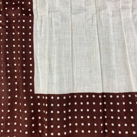 VINTAGE Pochette de costume en lin à pois blancs marron