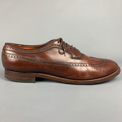 ALDEN D6528 Size 14 Brown Perforated Leather Wingtip Lace Up Shoes