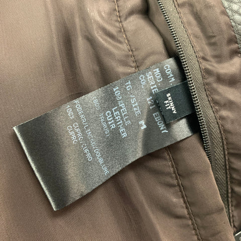 NEIL BARRETT Size M Brown Pebble Grain Leather Biker Jacket