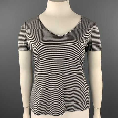 GIORGIO ARMANI Taille 14 Haut en tricot jersey à rayures noires et blanches