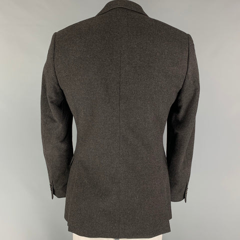 Z ZEGNA Size 40 Long Charcoal Grey Grid Wool Angora Sport Coat