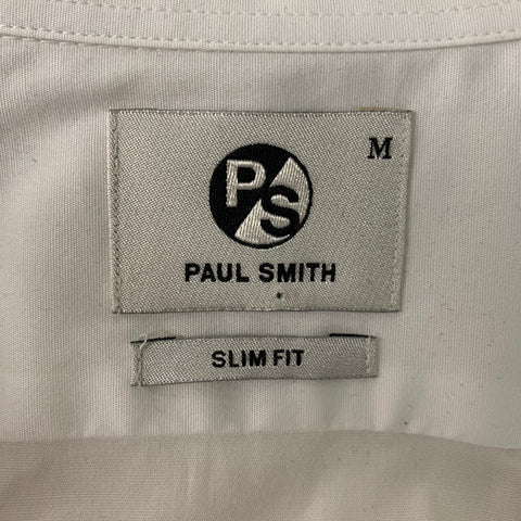 PAUL SMITH PS by Size M White Solid Cotton Button Up Long Sleeve Shirt