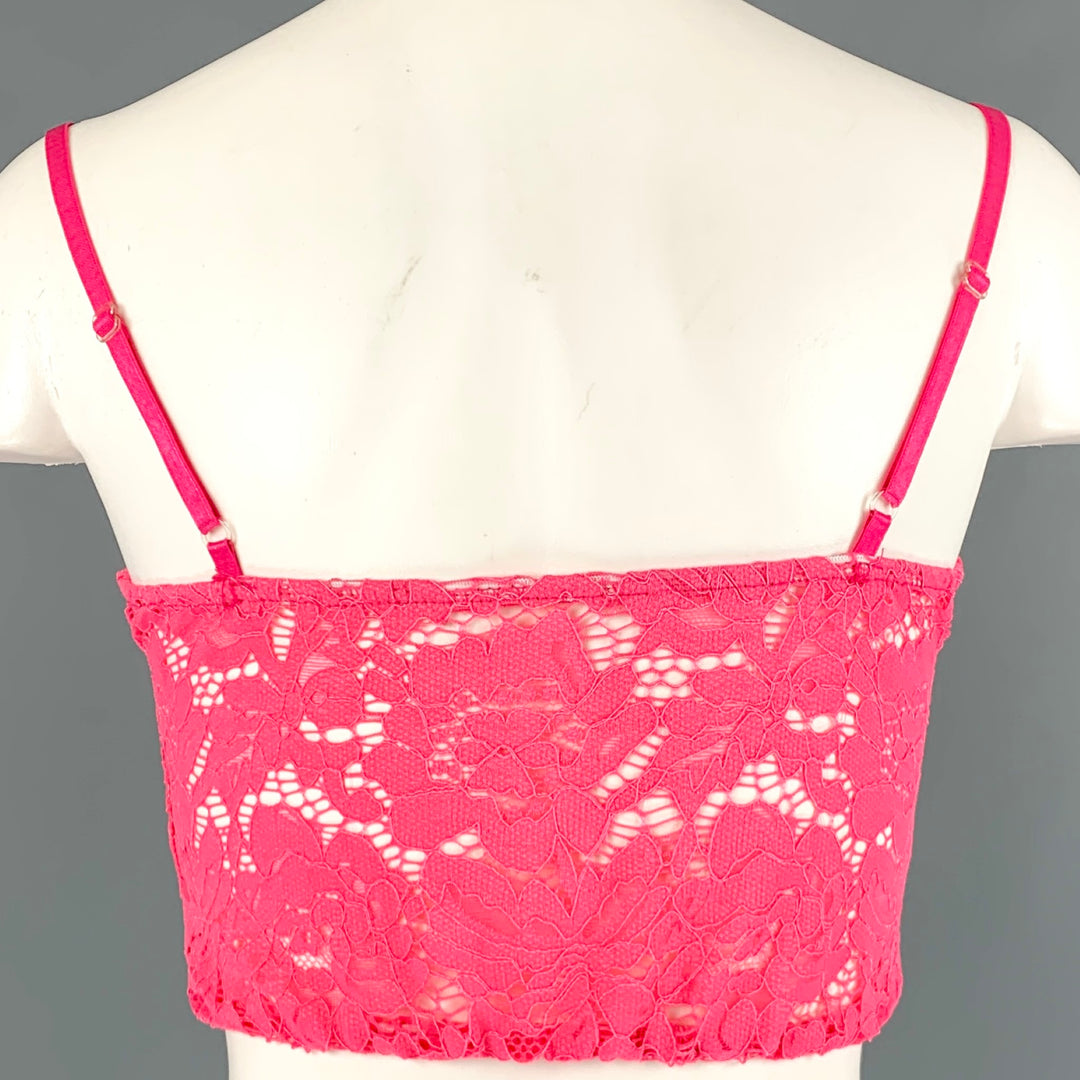 VINTAGE Size S Pink Lace Floral Bustier Dress Top