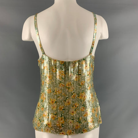 RALPH LAUREN Size 8 Aqua Yellow Silk Abstract floral Camisole Dress Top