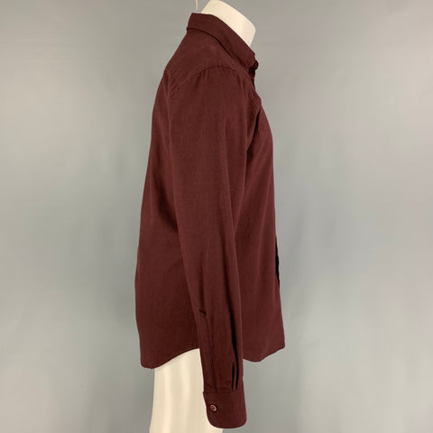 NAKED AND FAMOUS Size M Burgundy Cotton Long Sleeve Shirt