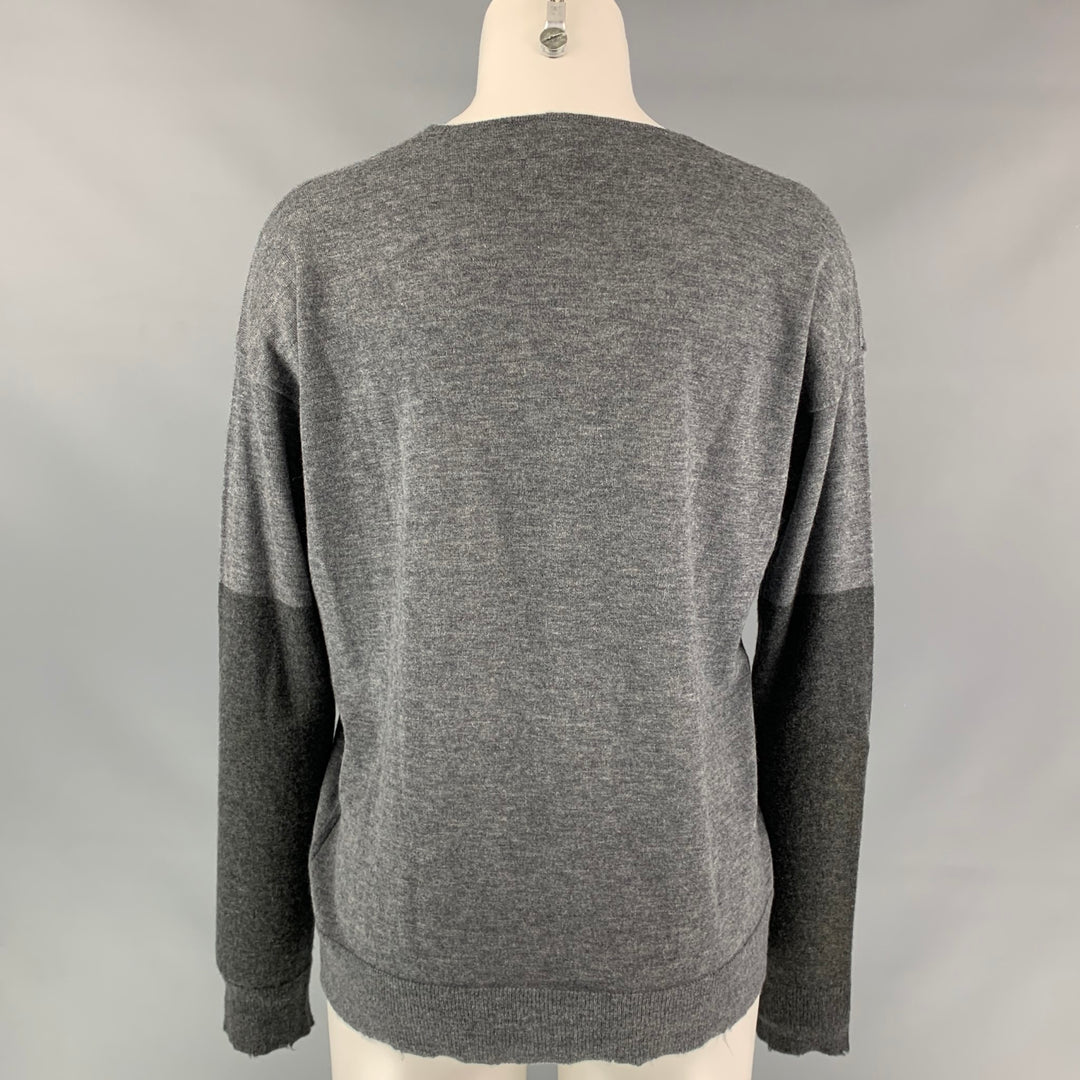 ZADIG & VOLTAIRE Size S Grey & Charcoal Color Block Cashmere Sweater
