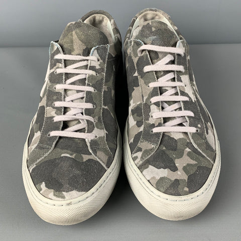 COMMON PROJECTS Size 10 Grey Camouflage Suede Low Top Achilles Sneakers