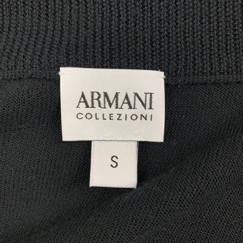 ARMANI COLLEZIONI Size S Black Grey Stripe Wool Zip Up Cardigan