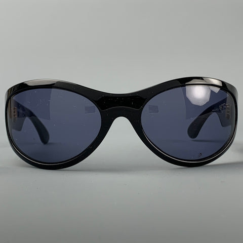 GIORGIO ARMANI Black Acetate Oval Sunglasses
