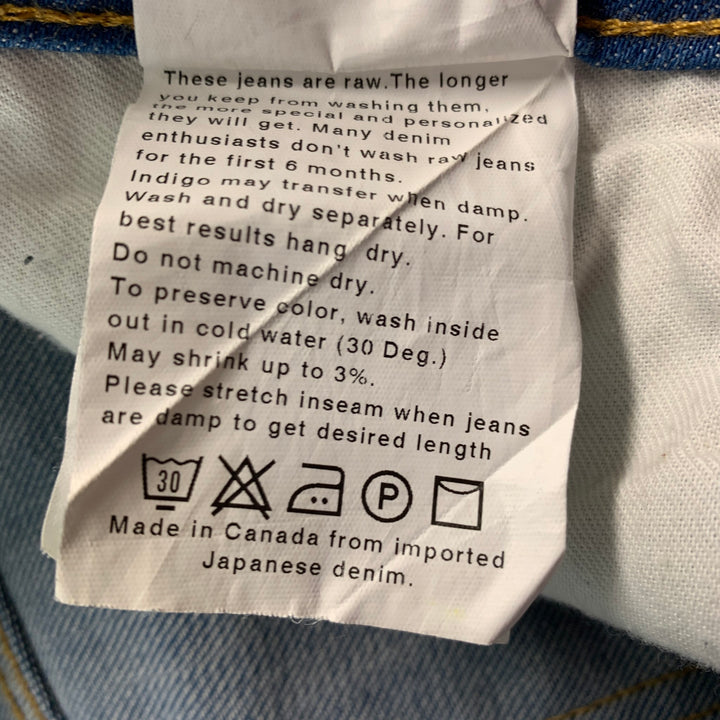 NAKED AND FAMOUS Size 34 Blue Contrast Stitch Cotton Elastane Jeans