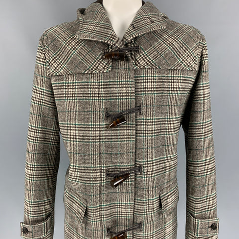 J.W.ANDERSON x UNIQLO Size XL Brown & Green Plaid Polyester / Wool Coat