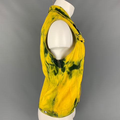 DSQUARED2 Size S Yellow Bleached Denim Trucker Vest Jacket