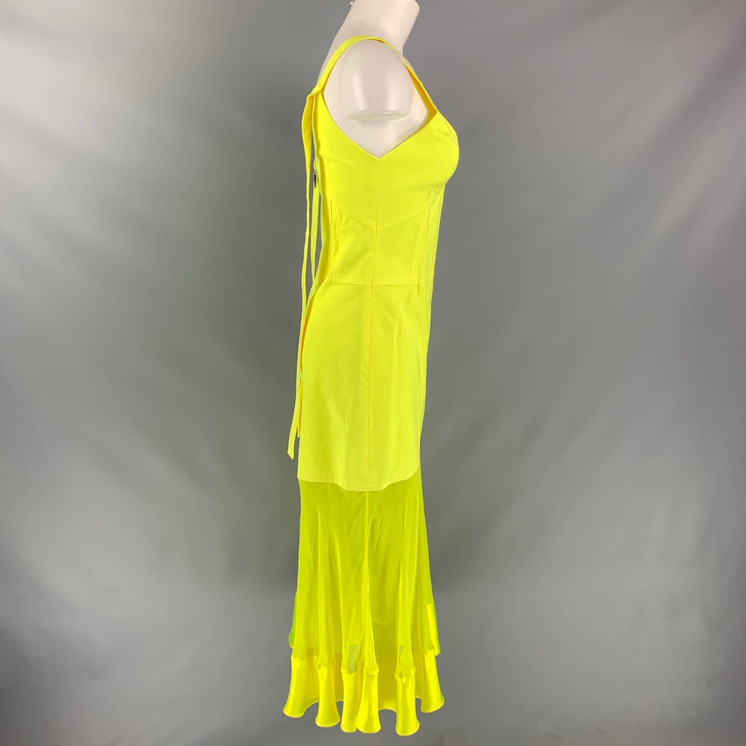 PRABAL GURUNG Size 2  Neon Yellow Polyester & Silk Fabrics Dress