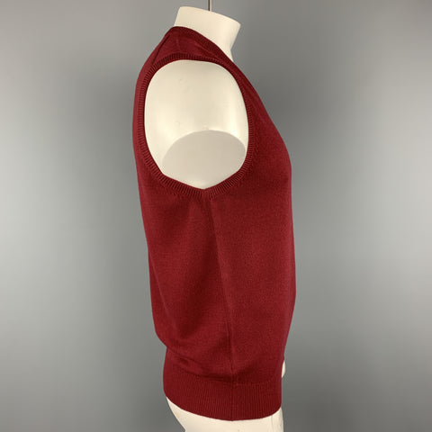 BALLANTYNE Chaleco tipo suéter con cuello en V de cachemira burdeos Talla XL