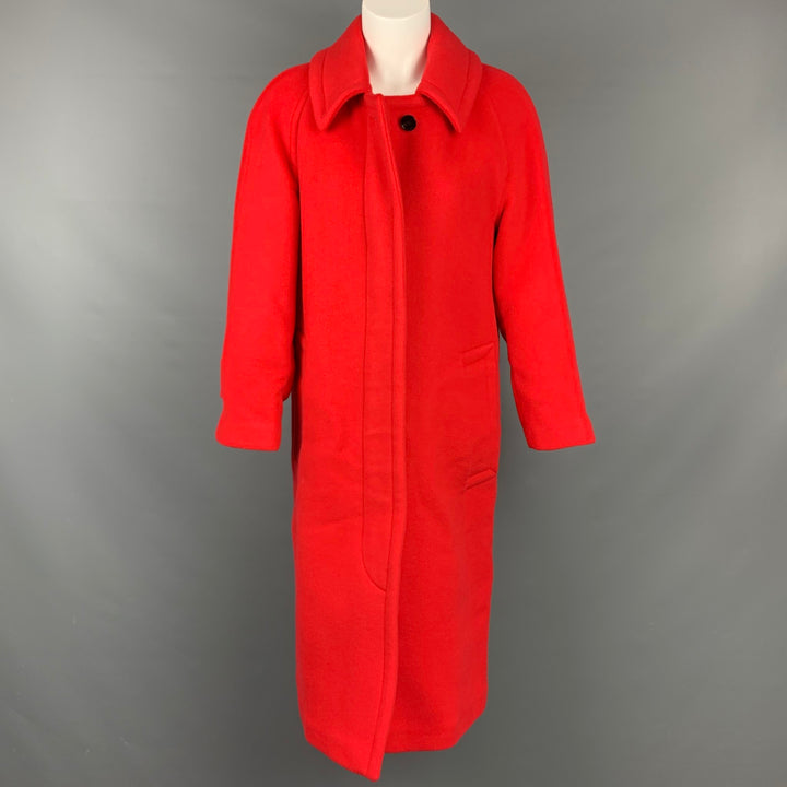 BURBERRY Size 0 Red Wool / Cashmere Hidden Placket  Coat