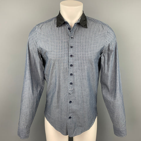 DIESEL Size M Blue Dot Print Cotton Button Up Long Sleeve Shirt