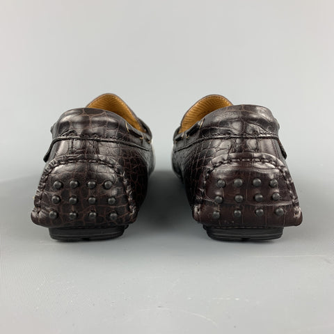 COLE HAAN Size 9 Brown Embossed Leather Drivers Loafers