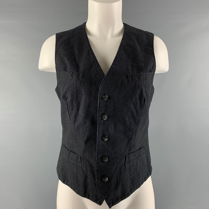 RRL by RALPH LAUREN Taille 2 Gilet à fines rayures en coton indigo