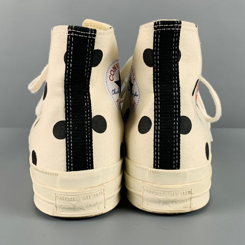 COMME des GARCONS PLAY Size 8.5 White Black Polka Dot Canvas High Top Sneakers