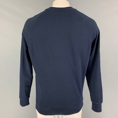 MAISON KITSUNE Size M Navy White Graphic Cotton Crew-Neck Sweatshirt