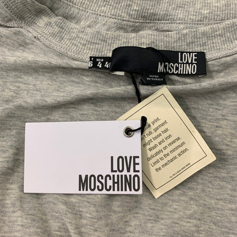 LOVE MOSCHINO Size 4 Grey & Yellow Rock Chick Graphic Print Cotton T-Shirt