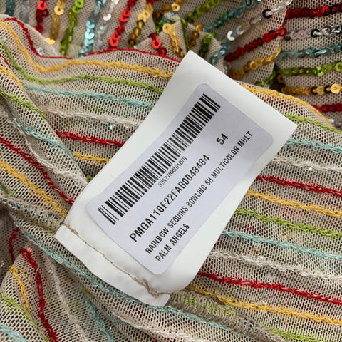 PALM ANGELS Size XL Multi-Color Sequined Camp Short Sleeve Shirt