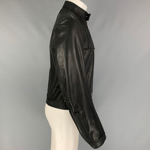 DSQUARED2 Size 40 Black Leather Motorcycle Jacket