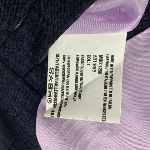 PAUL SMITH Talla 40 Traje regular de solapa de muesca de lana a cuadros azul marino y negro