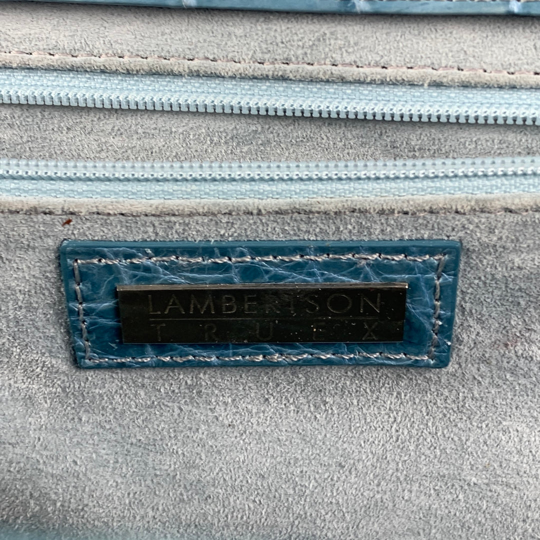 LAMBERTSON TRUEX Blue Alligator Leather Top Handles Handbag