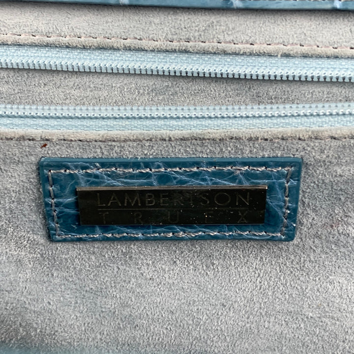 LAMBERTSON TRUEX Blue Alligator Leather Top Handles Handbag