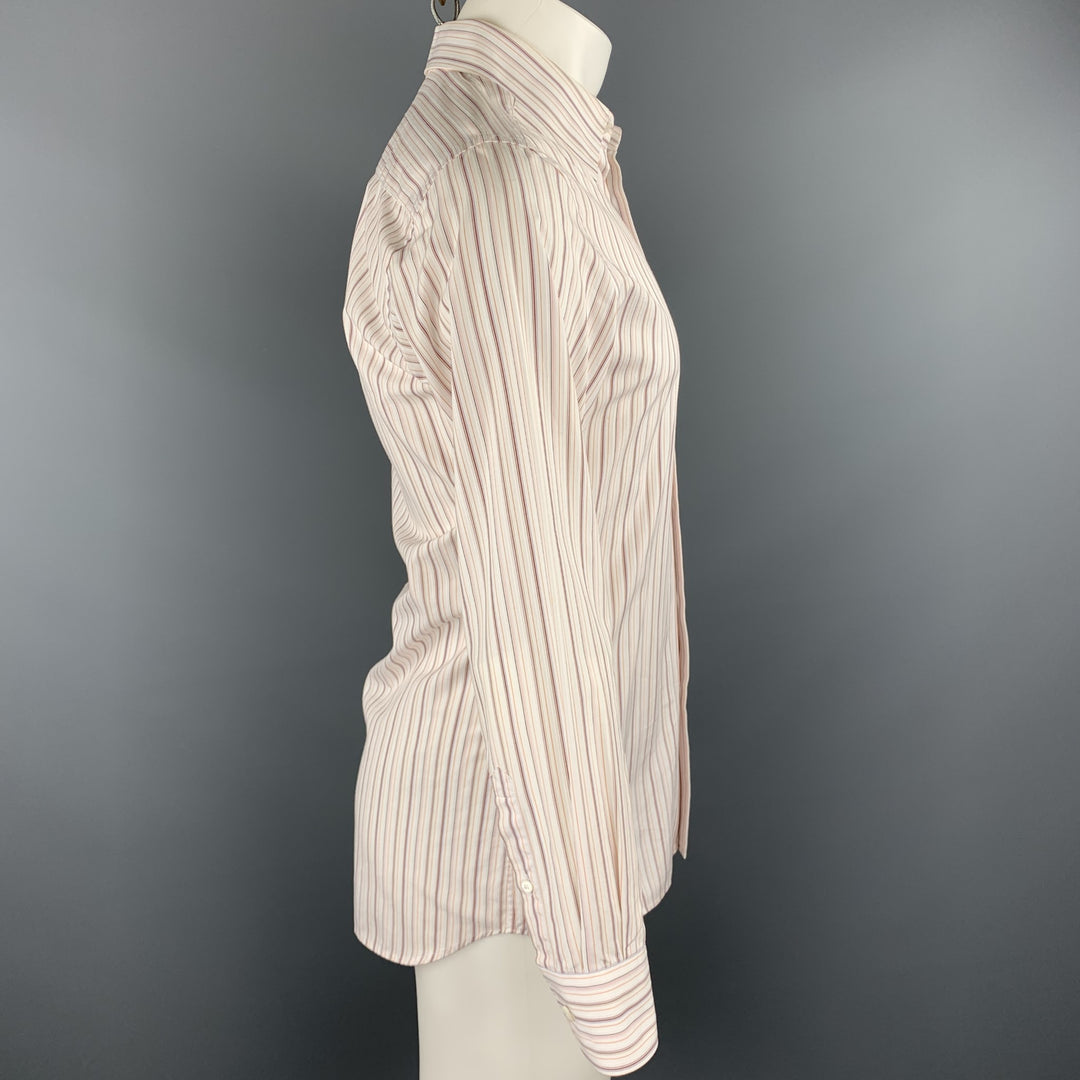 PRADA Size M White Stripe Cotton Button Up Long Sleeve Shirt