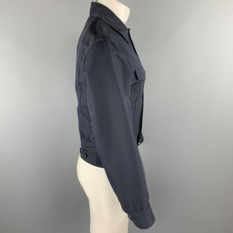 CALVIN KLEIN COLLECTION Size M Navy Cotton Blend Trucker Jacket