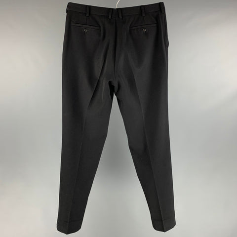 RALPH LAUREN Taille 36 Pantalon habillé en laine sergé noir à devant plat