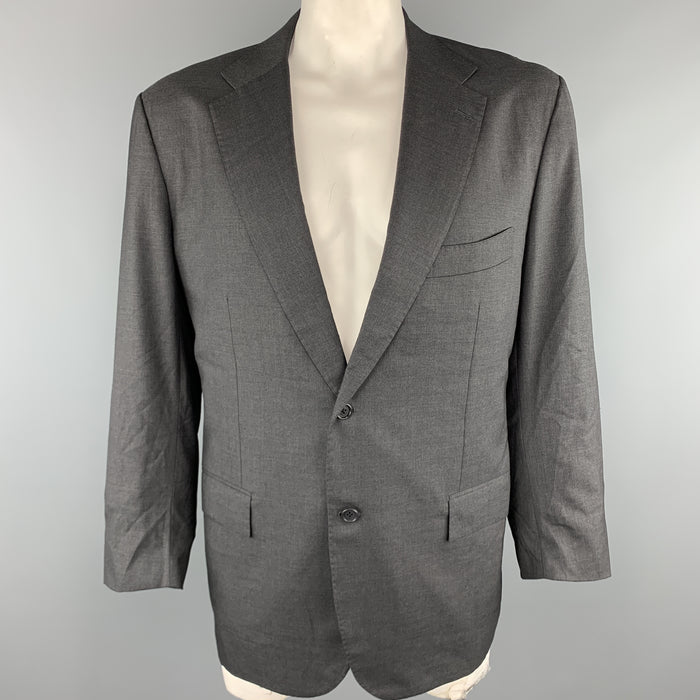 KITON Size 50 Charcoal Wool Notch Lapel Chest Regular Sport Coat Jacket